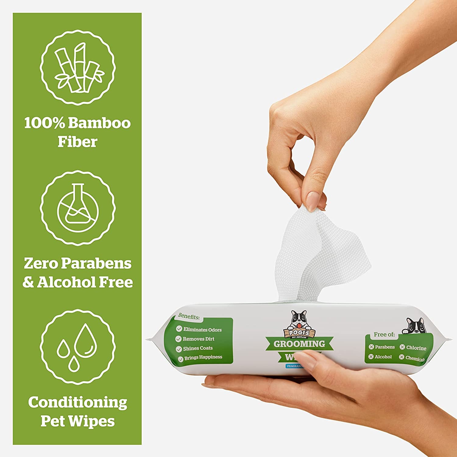 Pogi'S Grooming Wipes - Hypoallergenic Pet Wipes for Dogs & Cats - Plant-Based, Earth-Friendly, Deodorizing Dog Wipes