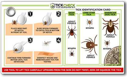 Tick Remover Spoon - 3 Pack of Lightweight Tick Remover Tools with Free Tick ID Card & Carabiner (1 Set of 3 Spoons)