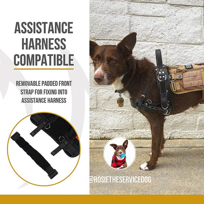 Service Dog Harness, Large Dog Harness Removable Neck Strap Compatible with Assistance Harness & Handle (Black, Short Version)