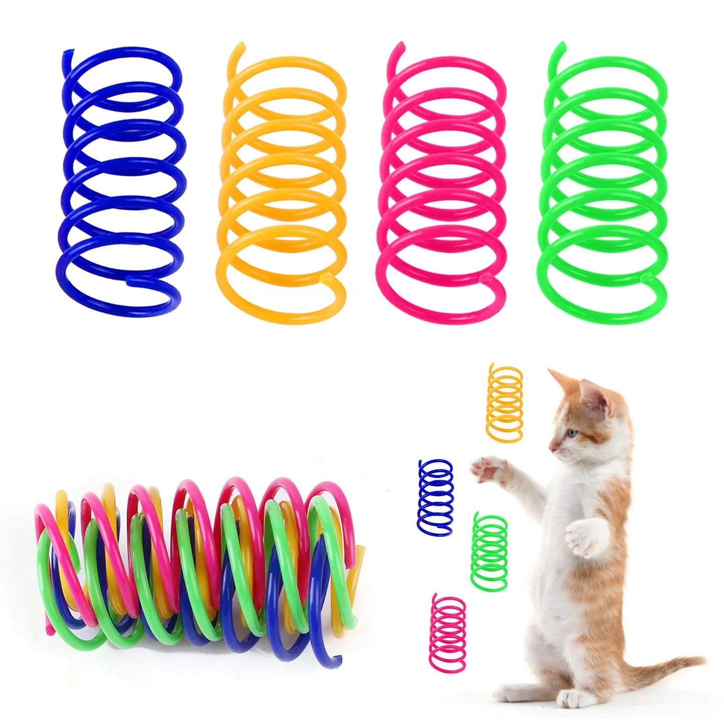 Pet Supplies Interactive Cat Toys for Indoor Cats Durable Coil Color Spring Cat Toys Active Health Fitness Play Coil Coil Spring Toys 12Pcs