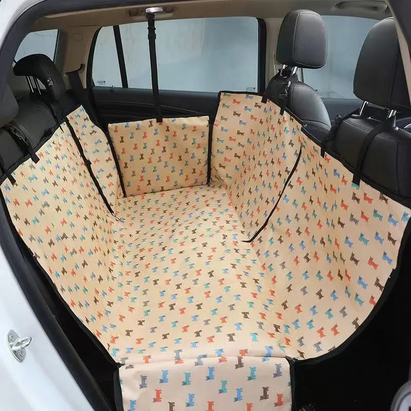 Waterproof Pet Dog Car Seat Cover Protector Printed Pet Dog Scratchproof Car Back Seat Cover Protector Pad with Printing