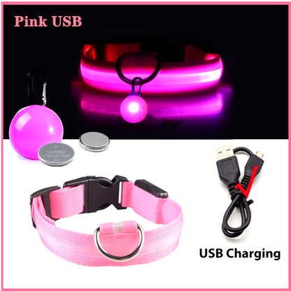 Usb Charging Glowing Dog Collar with Pendant Detachable Luxury Led Light Bright for Small Dogs Cat Night Safety Collar Wholesale