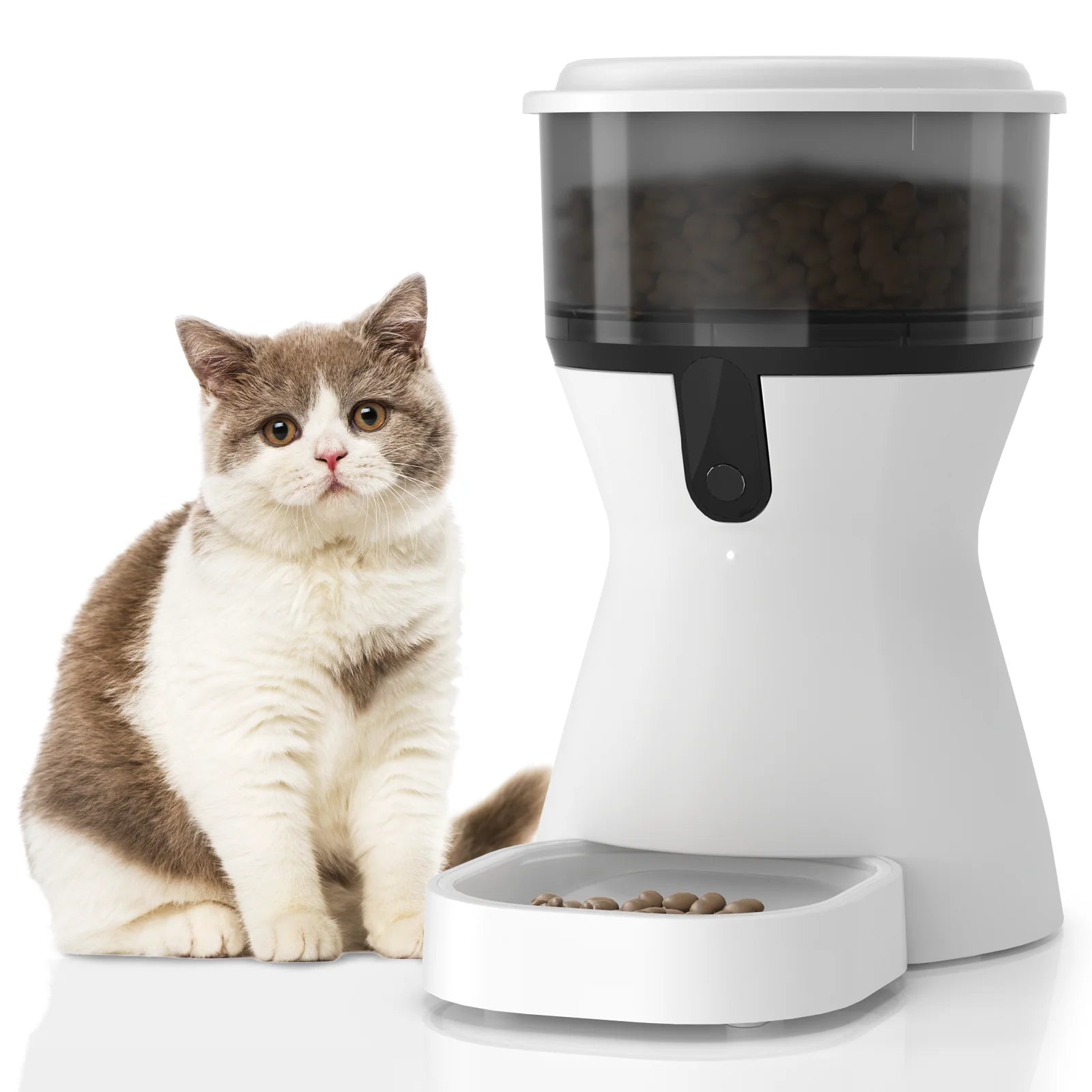 Automatic Cat Feeders Wifi, Timed Dog Feeder with 10S Dining Voice Record, 4L Cat/Dog Food Dispenser