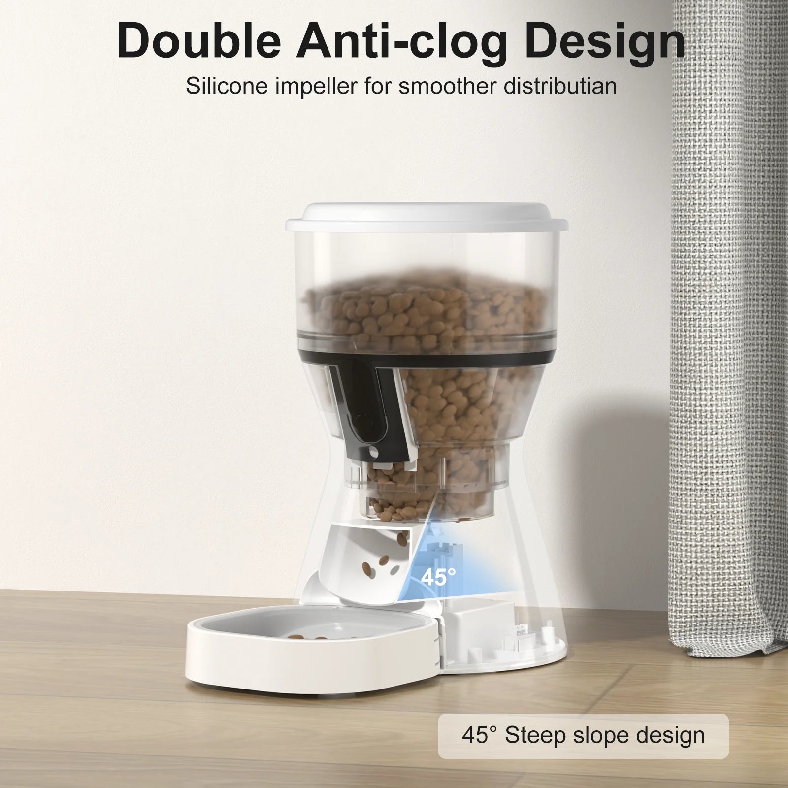 Automatic Cat Feeders Wifi, Timed Dog Feeder with 10S Dining Voice Record, 4L Cat/Dog Food Dispenser