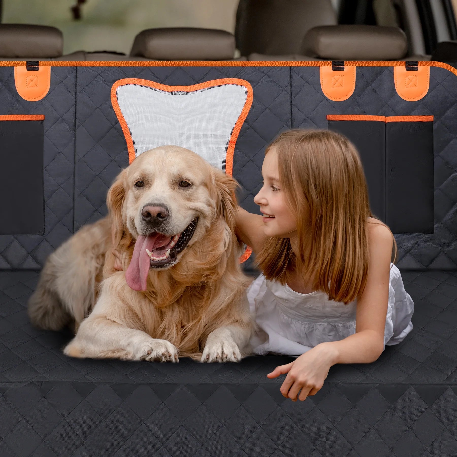 Dog Car Seat Cover, 600D Scratch-Proof Pet Seat Cover, Waterproof Dog Hammock, Nonslip Durable Car Seat Protector for Car Truck and SUV