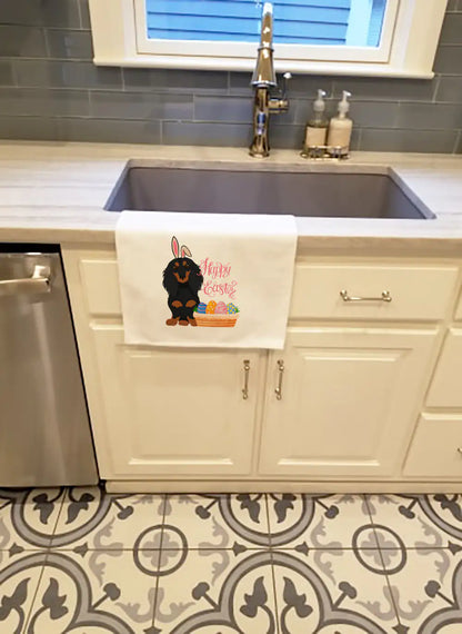 Longhair Black and Tan Dachshund Easter Kitchen Towel Set of 2