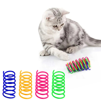 Pet Supplies Interactive Cat Toys for Indoor Cats Durable Coil Color Spring Cat Toys Active Health Fitness Play Coil Coil Spring Toys 12Pcs