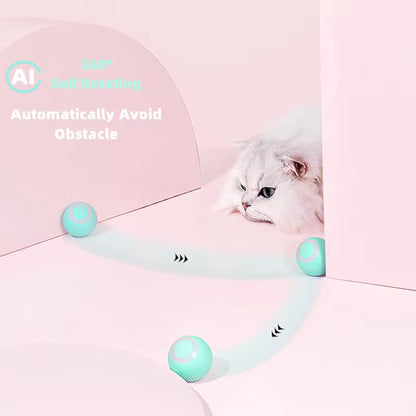 Electric Cat Ball Toys Automatic Rolling Smart Cat Toys Interactive for Cats Training Self-Moving Kitten Toys for Indoor Playing