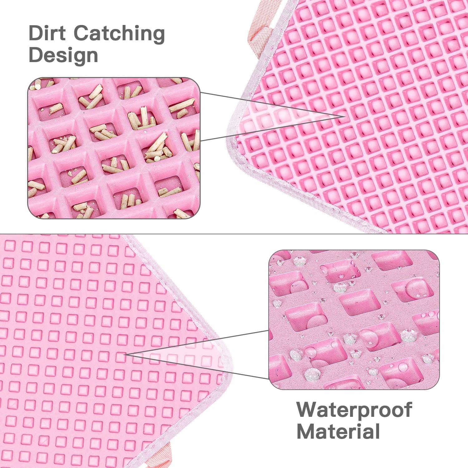 Double Layer anti Tracking Waterproof Cat Litter Trapping Mat Pink