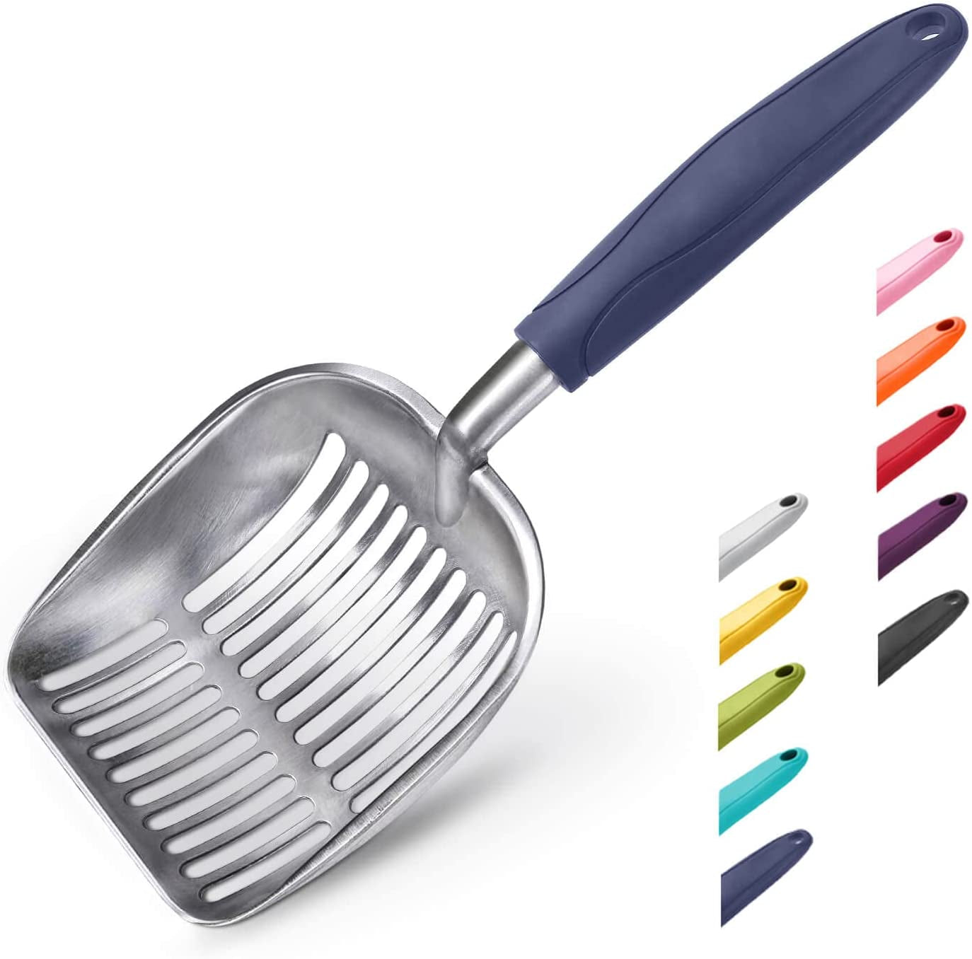 Cat Litter Scoop, Aluminum Alloy Sifter, Kitty Metal Scooper, Deep Shovel, Long Handle, Poop Sifting, Kitten Pooper Lifter, Durable, Heavy Duty, for Litter Box